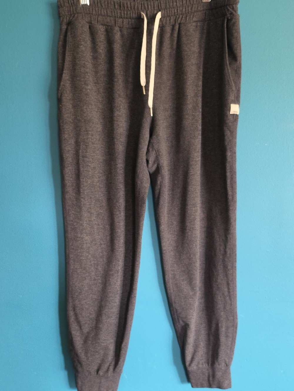 Vuori Dark Charcoal Jogger Sweatpants with Cream Drawstring